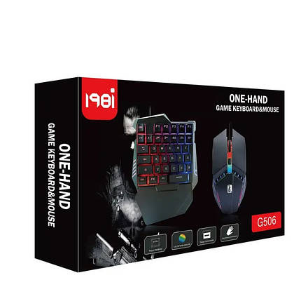 Набір 2 в 1 ігрова клавіатура та мишка 198I G506, чорний, фото 3