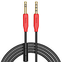 Аудио стерео кабель с микрофоном Hoco AUX 3pin 3.5 мм на 4pin 3.5 мм UPA12 1 м Чорний