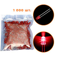 1000x LED светодиод 3мм 1.8-2В 20мА, красный gr