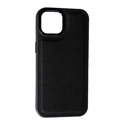 Накладка Leather Case для Apple iPhone 15 Black, фото 1