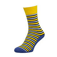 Шкарпетки чоловічі кольорові з бавовни жовто-блакитна смужка MAN's SET 44-46