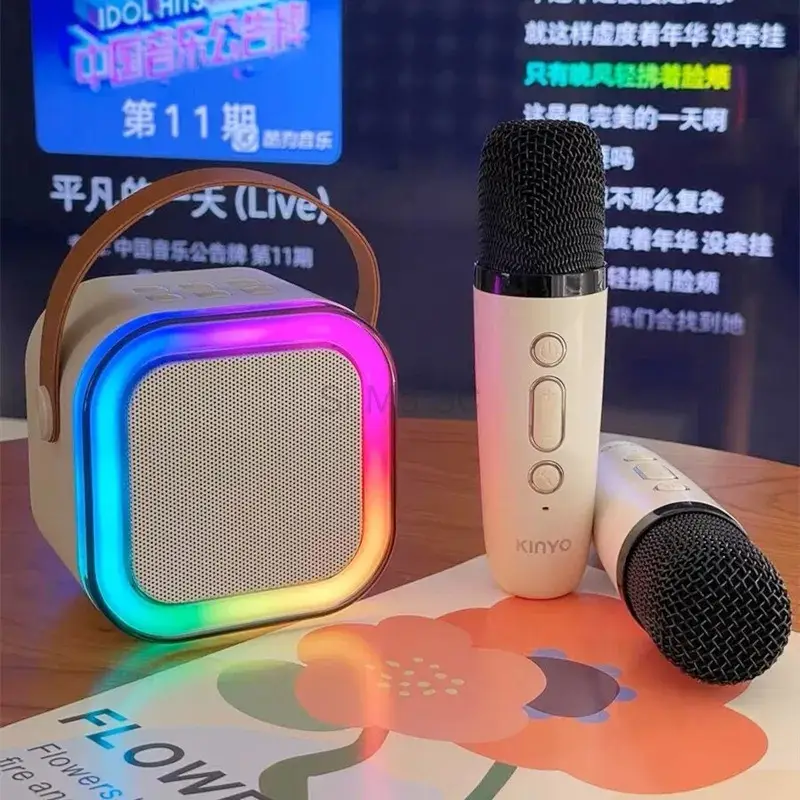 Система караоке SPEAKER с мини-колонкой Bluetooth и двумя аудио микрофонами, Набор для детского караоке hop - фото 2 - id-p2096756850