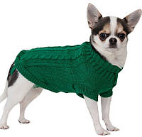 Свитер для собак вязанный «Премиум», зеленый, одежда для собак мелких, средних пород