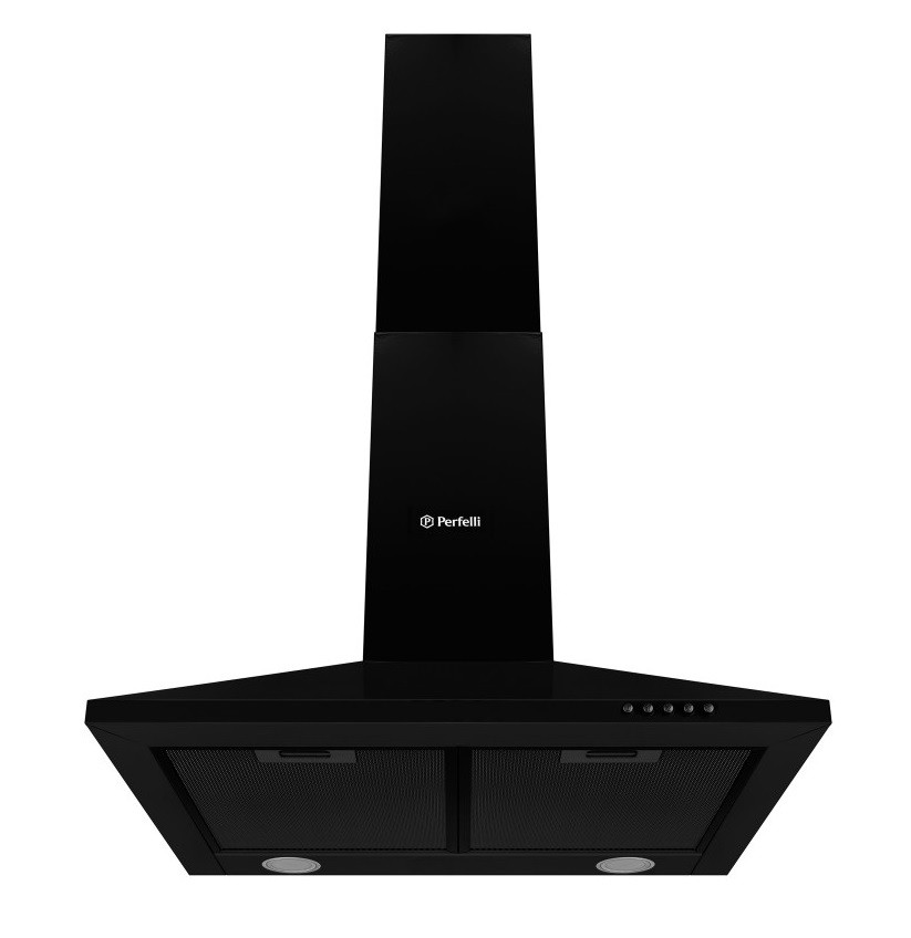 Чорна кухонна витяжка Perfelli K 6610 BL 1000 LED, купольна настінна потужна, 60 см, 1000 куб.м., фото 1
