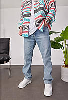 Джинсы МОМ мужские (голубые) стильные свободные модные молодежные штаны А6241-2010-L1