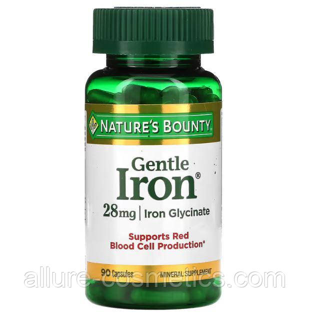 Железо 28мг Nature's Bounty Gentle Iron Glycinate 28mg 90шт