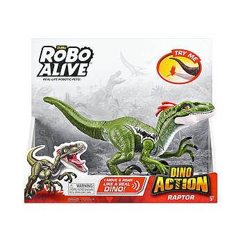 Інтерактивний динозавр Раптор зі звуковими ефектами Robo Alive Dino Action Raptor