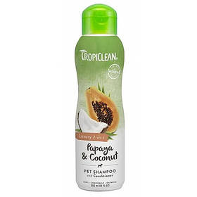 Tropiclean (Тропіклін) PAPAYA & COCONUT 2 в 1 (ПАПАЙЯ І КОКОС 2 в 1) шампунь кондиціонер для собак та котів355мл