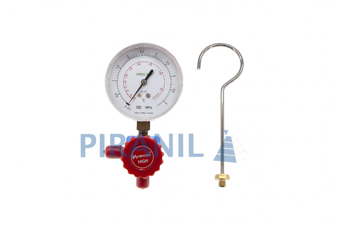 Манометр HongSen 468A для R-410A, 80 мм, 0-50 бар, з краном 1/4" SAE