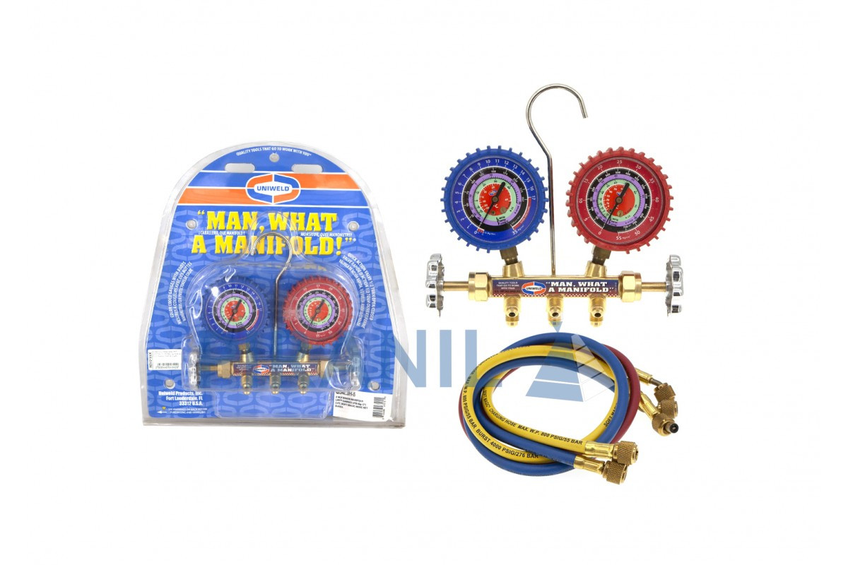 Колектор Uniweld QS4L3H-5 для холодоагентів R-22, R-404a, R-410a, 1м шланги, США
