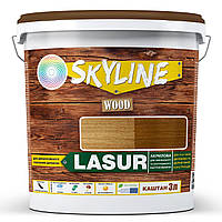 Лазурь декоративно-защитная для обработки дерева LASUR Wood SkyLine Каштан 3л