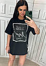 Стильна вільна жіноча футболка подовжена зі стразами та розрізами збоку "Love", фото 5