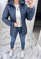 Модная стеганная короткая куртка демисезонная весенне-осенняя с капюшоном "Леди"