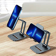 Металева підставка для телефона з регулюванням висоти Baseus Desktop Biaxial Foldable Metal Stand (сірий), фото 4