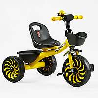 Трехколесный велосипед с педалями Best Trike SL-12754 колеса ЕВА, две корзинки, звоночек на руле / желтый