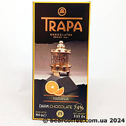 Шоколад чорний з апельсином Trapa Dark Chocolate 74 % Naranja, 100 г