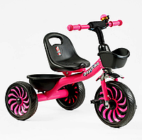 Трехколесный велосипед с педалями Best Trike SL-12011 колеса ЕВА, две корзинки, звоночек на руле / розовый