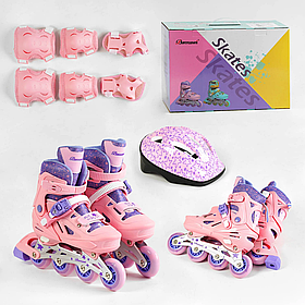 Ролики с захистом розмір М (35-38), Pink 30515
