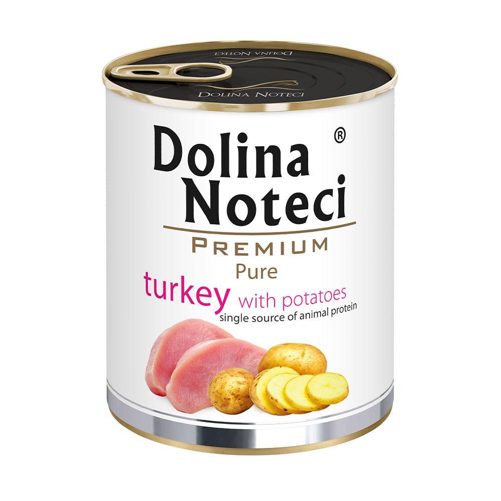 Консервы, влажный корм для взрослых собак с индейкой и картофелем, Dolina Noteci Premium Pure 800 г