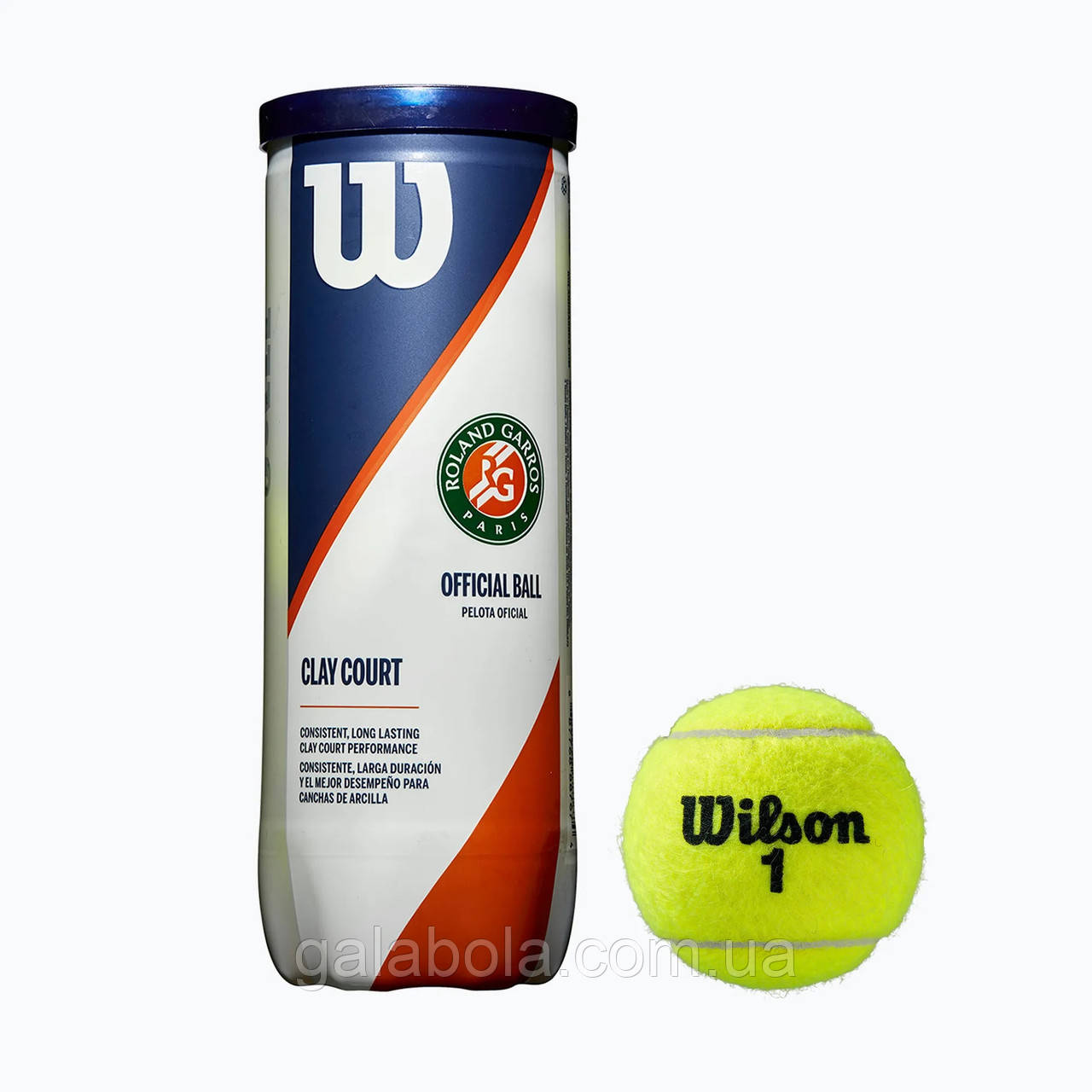 М'ячі тенісні Wilson Roland Garros Clay CT 3 BALL WRT125000 (3 шт.)