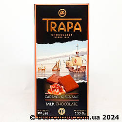 Молочний шоколад з карамеллю та сіллю Trapa Milk Chocolate Caramel&Sea salt, 100 г