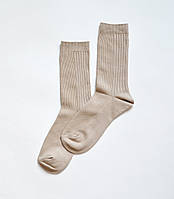 Женские высокие хлопковые носки Корона, бежевые, размер 36-41