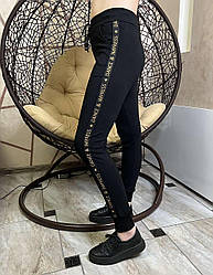 Жіночі спортивні джоггери в чорному кольорі з трикотажної тканини 2-х нитка. Розміри 42-48