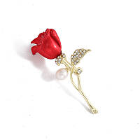 Нежная мини брошь цветок красная Роза для женщин, элегантная брошь для костюма, брошь булавка на воротнике