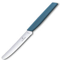 Нож столовый Victorinox Swiss Modern 11 см, серрейтор, скругленный, голубой ll