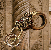 Ретро антикварний брелок із чистої латуні з червоними очима та головою дракона для ключів автоключів