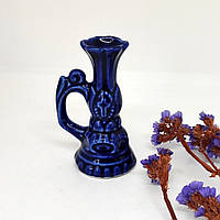 Підсвічник синій керамічний, висота 7,5 см