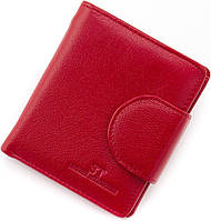 Маленький женский кожаный кошелек красного цвета с монетницей ST Leather