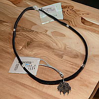 Шнурок с серебряными вставками 55см с кулоном оберег Велеса Медвежья Лапа