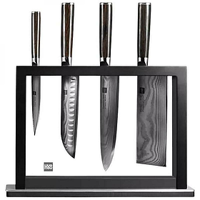 Набір кухонних ножів HuoHou Damascus Kitchen Knife Set  4шт.+підставка HU0073 Silver