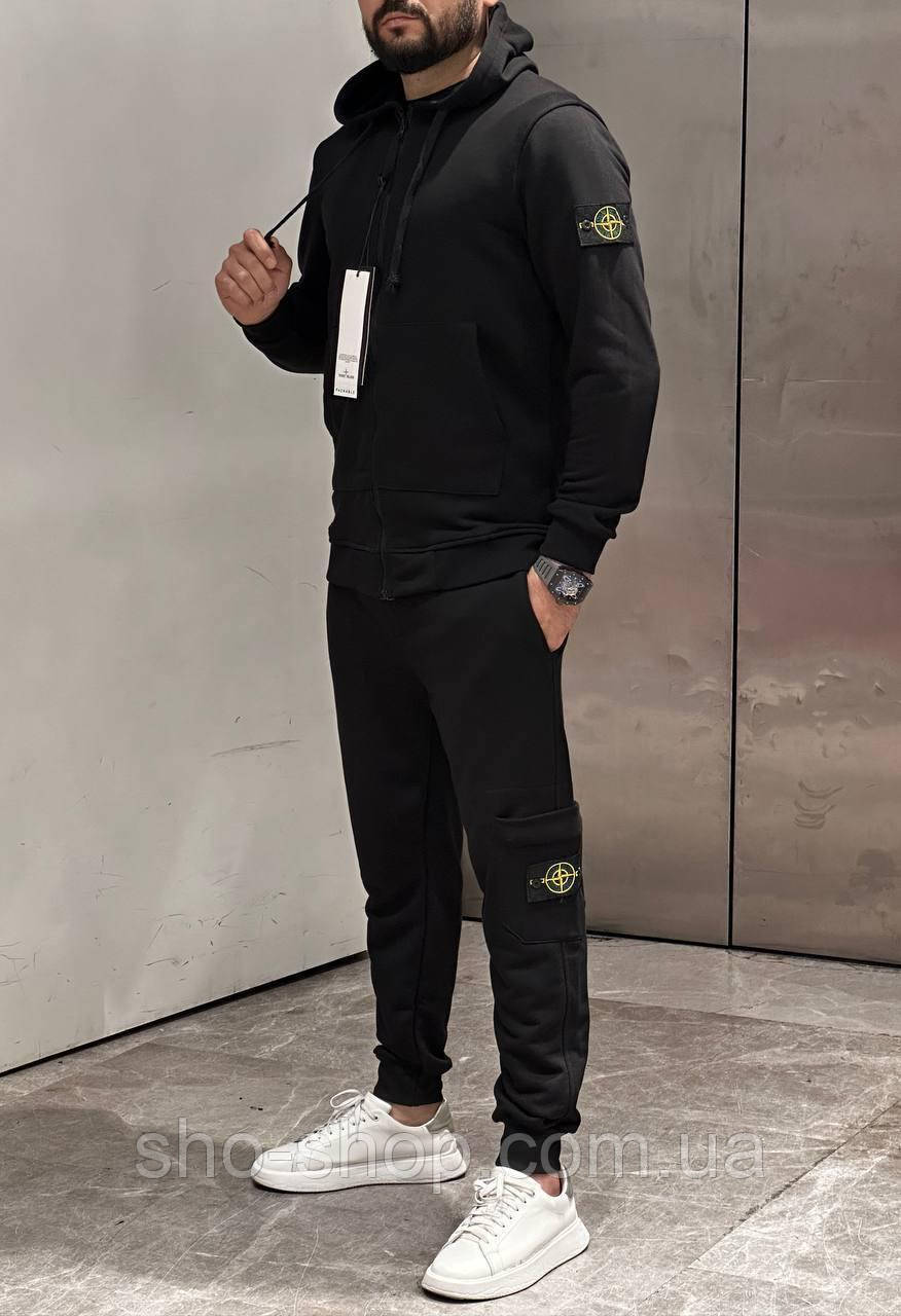 Чоловічий спортивний костюм Костюм Stone Island на флісі Чоловічий флісовий костюм, фото 1