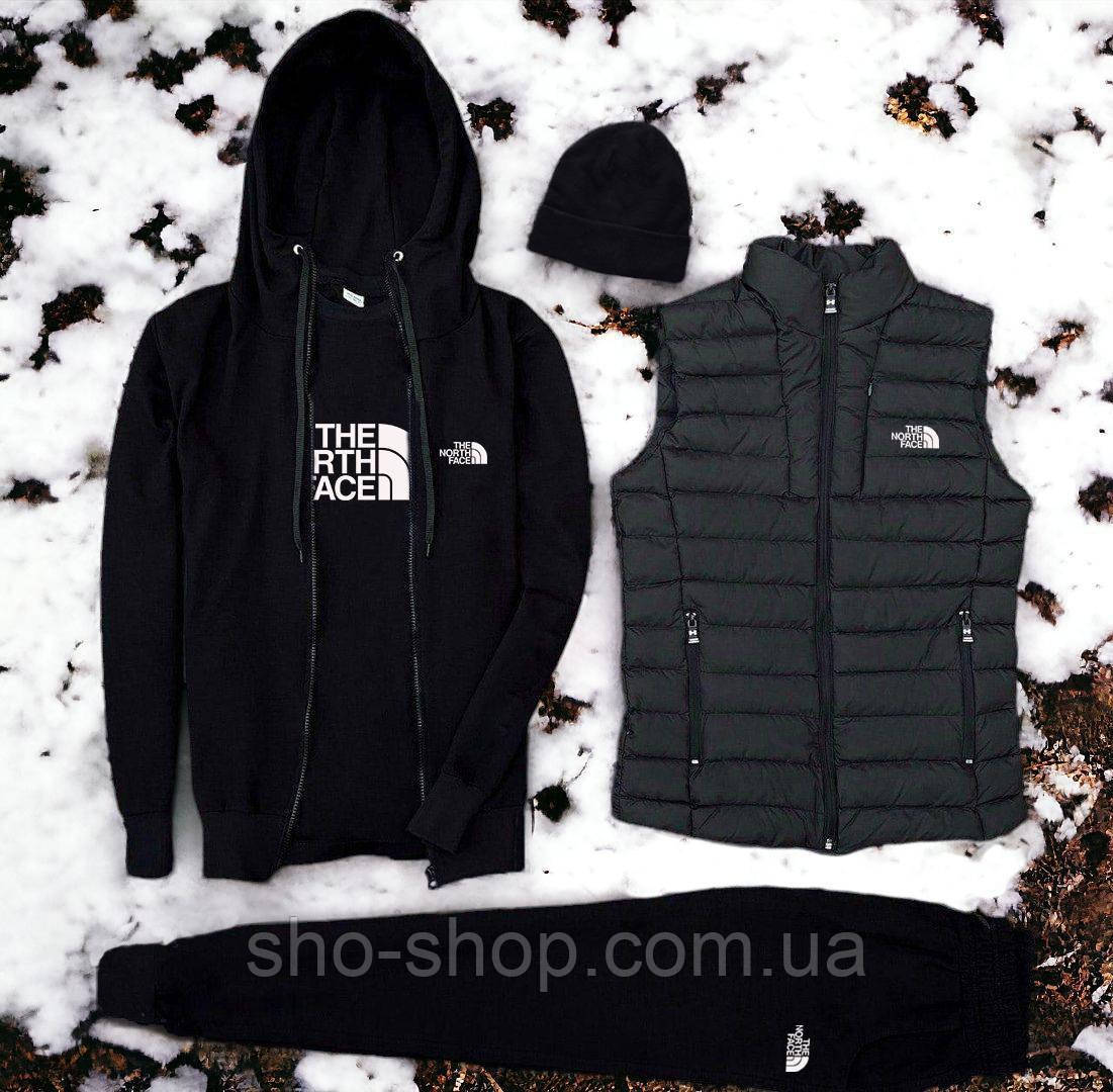 Чоловічий спортивний костюм ФЛІС Комплект із жилеткою The North Face (худі на, фото 1