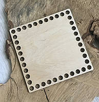 Фанерне денце квадрат 13 см, основа для виготовлення в'язаних виробів із трикотажної пряжі або шнура