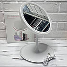 Кругле настільне дзеркало для макіяжу з LED-підсвіткою Make Up Mirror 3 Режими USB, фото 3