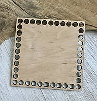 Фанерне денце квадрат 12 см, основа для виготовлення в'язаних виробів із трикотажної пряжі або шнура