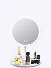 Кругле настільне дзеркало для макіяжу з LED-підсвіткою Make Up Mirror 3 Режими USB, фото 2