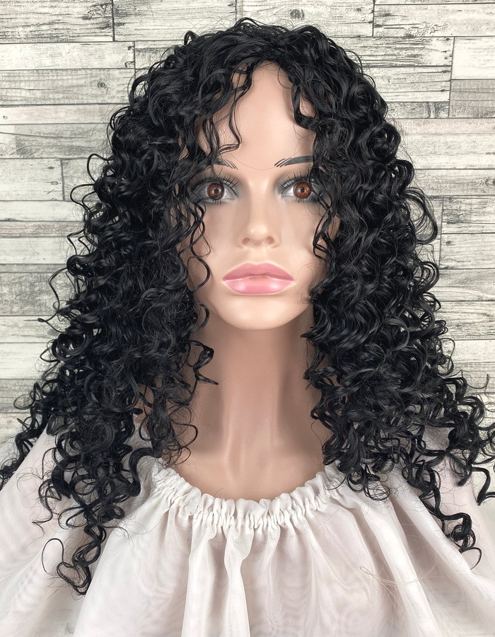 Перука жіноча афро кучерява чорна 50см, фото 1