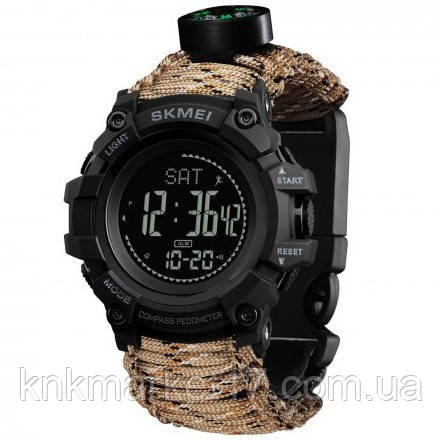 Тактичний водонепроникний (50 м) годинник з компасом Skmei 1356DCPK Desert Camo Tactic Compass, фото 1