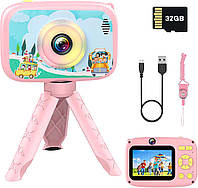 Детская камера, 8 отделений, зум, детская камера, 2,4-дюймовый HD-экран(розовый)