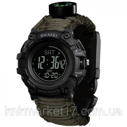 Тактичний водонепроникний (50 м) годинник з компасом Skmei 1356AGPK Army Green Tactic Compass, фото 1