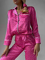 Женская пижама Victoria's Secret комплект рубашка штаны виктория сикрет шелковая розовая M