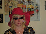 Капелюх літній, лляний, червоний, льон 100% ручна робота, універсальний дизайн, два капелюхи в одному., фото 3