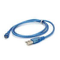 Кабель USB 2.0 (AM/Miсro 5 pin) 1м, прозрачный синий, Пакет, Q250 i