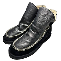 Замшеві жіночі уггі Inblu чорного кольору з теплим натуральним хутром, легкі короткі чоботи на платформі