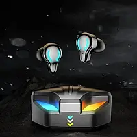 Бездротові вакуумні навушники X1 TWS з Павер Банк. Ігрові bluetooth з RGB LED-підсвіткою і шумозаглушеним