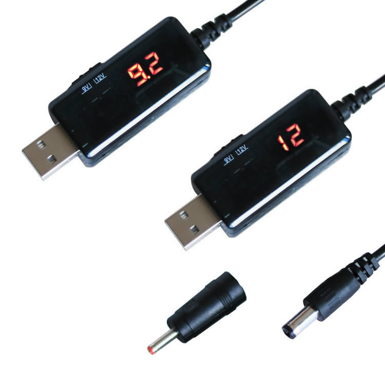 Підвищувальний з 5 V до 9 і 12 V DC-DC перетворювач із вольтметром і шнуром.(Кабель для роутера)